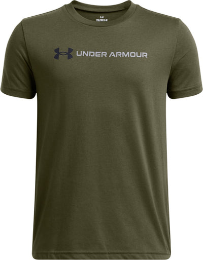 Under armour ua b logo wordmark ss camiseta deportiva unisex - verde - negro