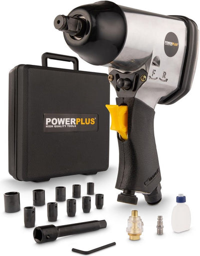Llave de impacto neumática powerplus powair0010 - llave neumática de 1 2 , 6,3 bar y 7000 rpm, herramienta neumática