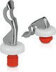 Metaltex - 2 x flessendop - inclusief flesopener - rvs - rood - diameter 2 cm - 2 stuks