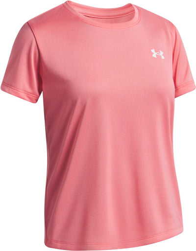 Maglietta sportiva per ragazze Under Armour ua tech ssc-pnk - rosa agrodolce - bianco