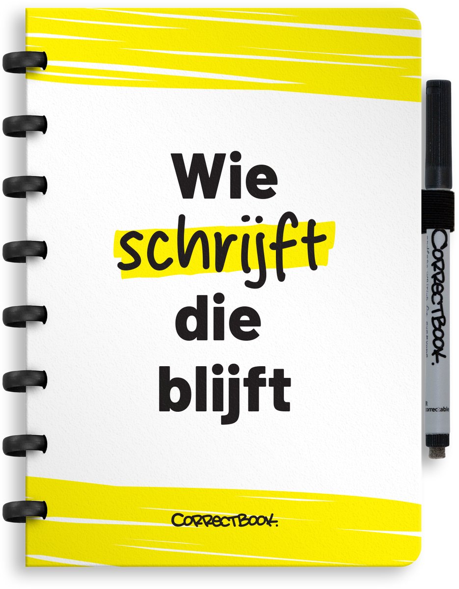 Quaderno cancellabile Correctbook A5 - quaderno riutilizzabile - chi scrive, resta - interno misto - inclusa salvietta per penna - può essere integrato con pagine extra