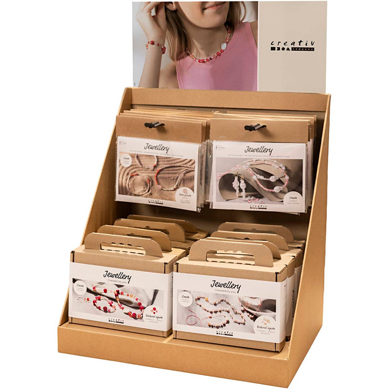 Piccolo espositore da banco Creativ Company, gioielli, agata e cristalli, bambini e adulti, h: 458 mm, p: 322 mm, l: 416 mm, 24 unità. 1 pezzo