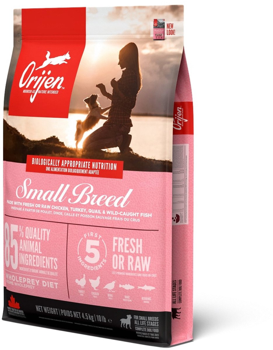 Orijen preda intera adulto di piccola razza pollo tacchino pesce - cibo per cani - 4,5 kg
