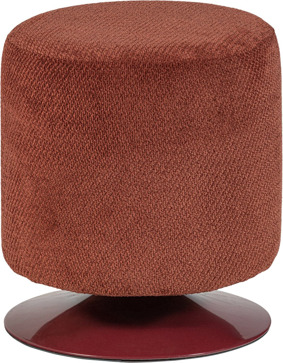 Puf Woood islen con base giratoria - bouclé - rojo burdeos - 47x39x39