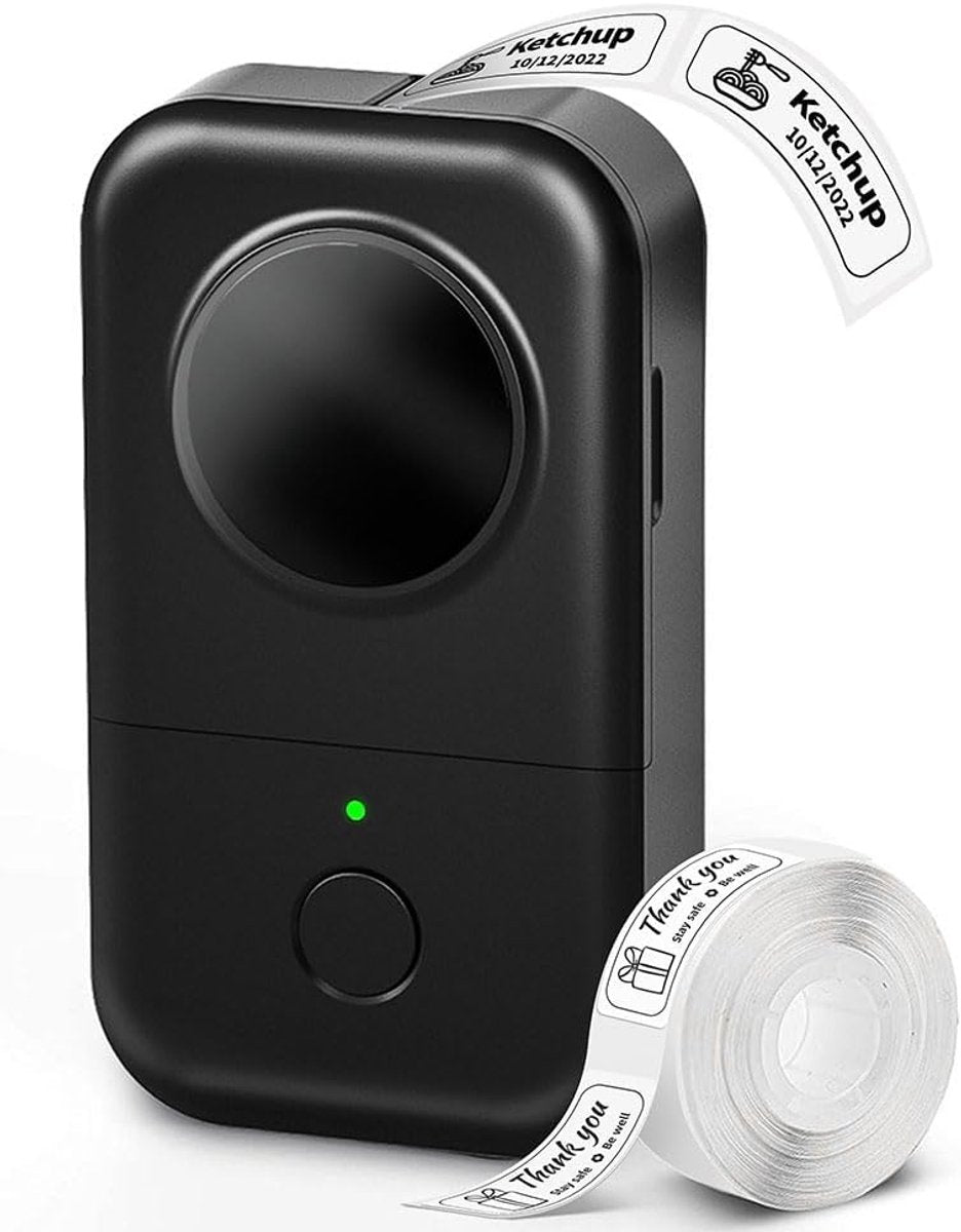 Phomemo d30 - smart mini labelprinter - draagbare bluetooth label printer - inkless direct thermische print - compact lichtgewicht - smartphone app integratie - diy organisatie label creëren - zwart