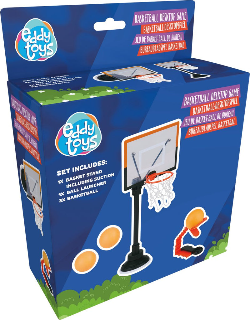 Gioco di basket da scrivania Eddy Toys - gioco di basket da tavolo con ventosa - gioco di basket per scrivania - incluso meccanismo di lancio e 2 palline