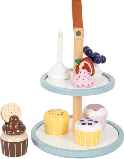 Small foot wooden playets etagere with cupcakes, 13dlg.