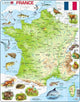 Larsen carte physique de la france – puzzle – france – géographie physique – puzzle éducatif pour enfants – 60 pieces – fabriqué en norvège – pieces extra épaisses de 2.5 mm – plateau with bord fixe