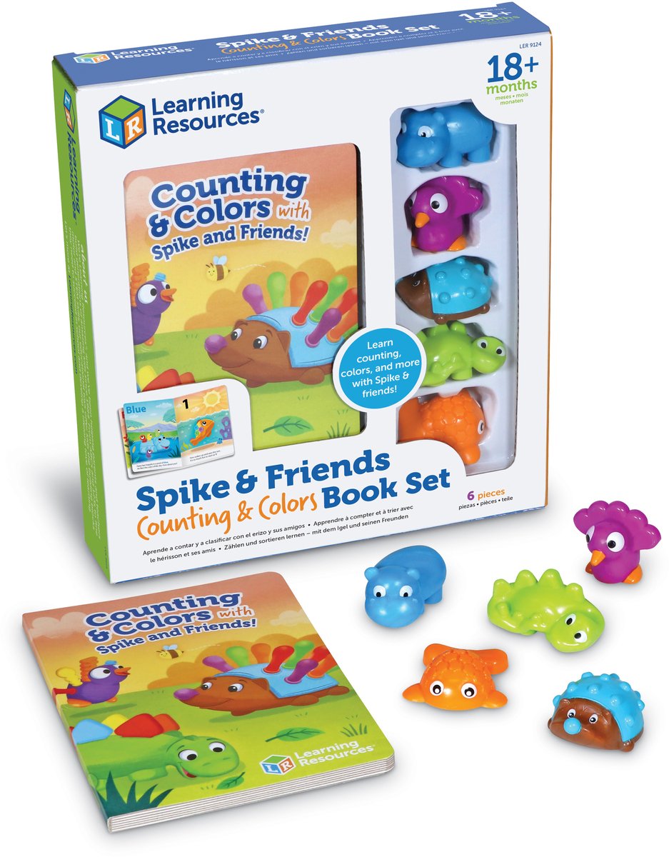 Risorse per l'apprendimento libro educativo Spike e amici che colorano e contano il cartone. - 3+