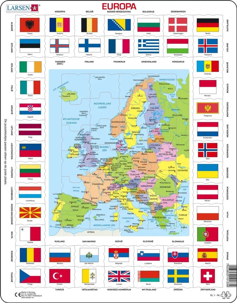 Selecta Larsen Map Europe con banderas, 70th.