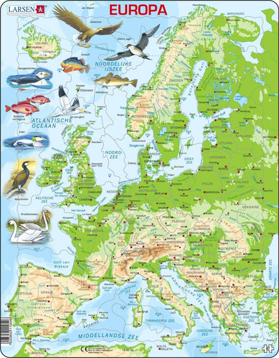 Selecta Larsen Pluzzle Map Europe - Geográfico con animales, 87º.