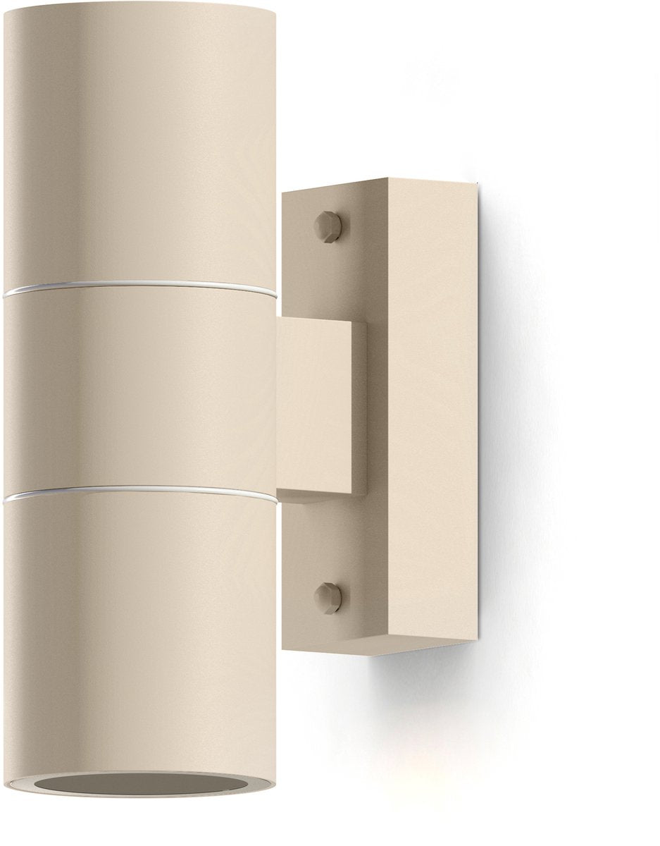 Calex turin wandlamp - buiten binnen - 2× gu10 fitting - cilindervorm - up downlight - waterdicht - zonder lichtbron - zandkleur