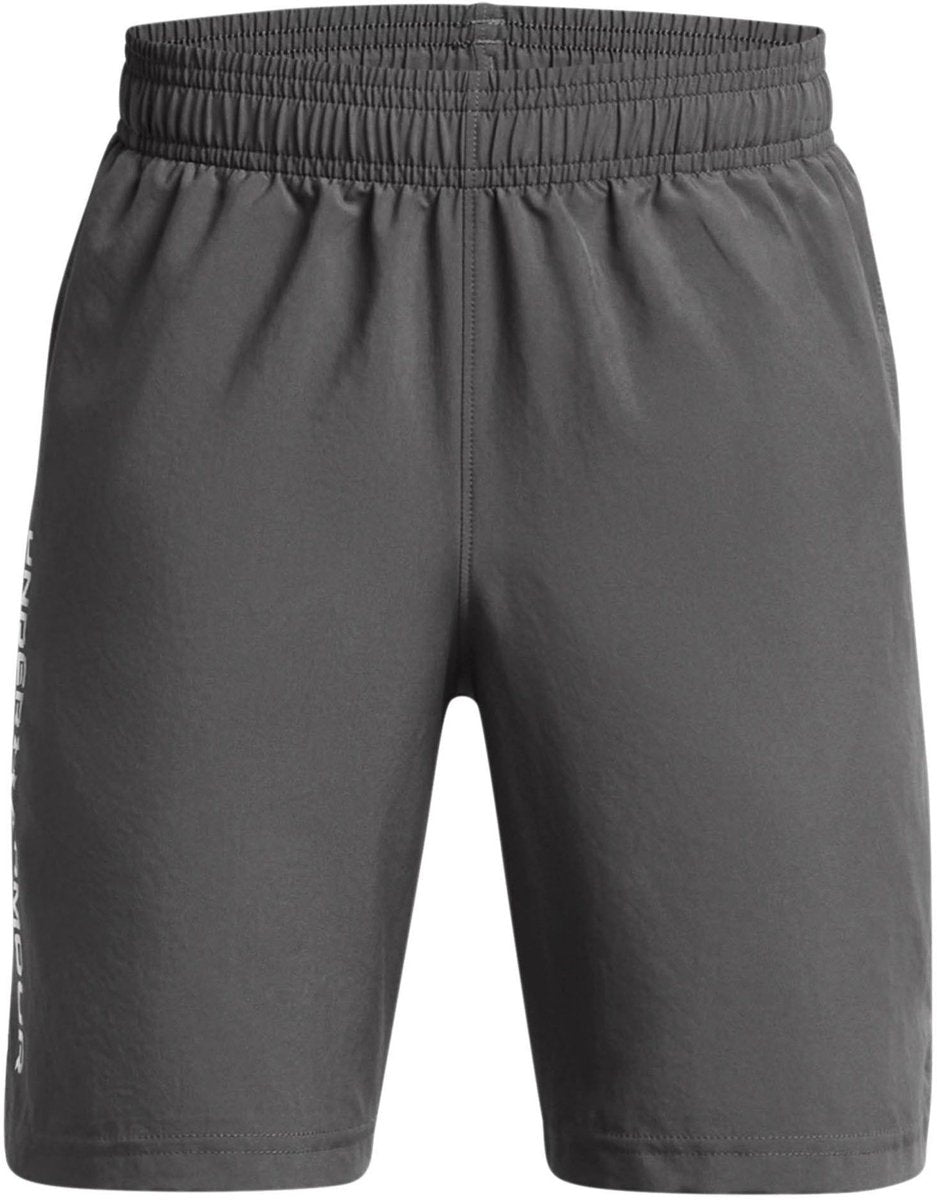 Pantaloni sportivi corti da ragazzo Under Armour ua tech con marchio in tessuto grigio - Castlerock - bianco