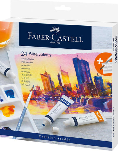 Faber Castell Faber Castell FC-169624 Paint Aquarel 24 Tubi + tavolozza di miscelazione e pennello