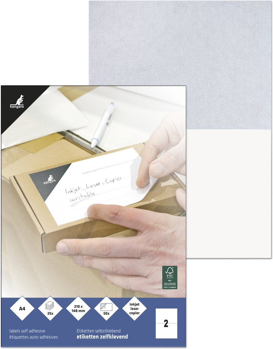 Kangaro - etichetta ilk - universale - 210x148mm - scatola 25 fogli - k-210148-25