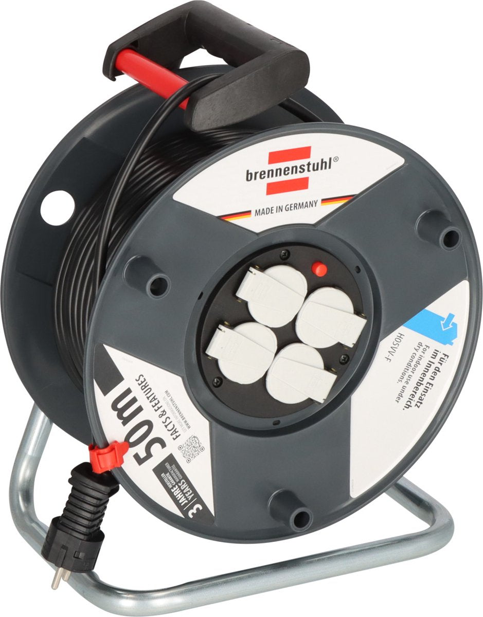 Brennerstuhl garant e avvolgicavo, (cavo da 50 m in nero, plastica speciale, per uso interno, prodotto in Germania)