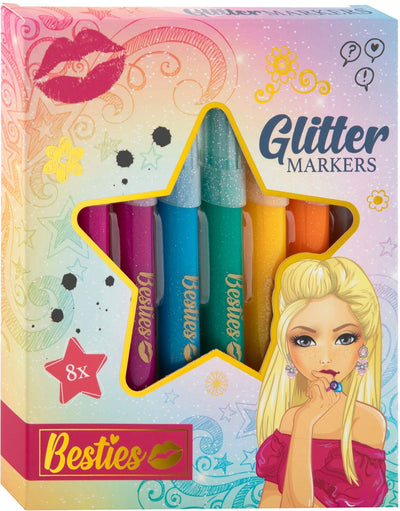 Rotuladores con punta de fieltro con purpurina Besties, 8 uds.