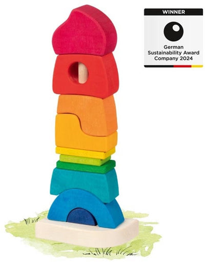 Torre apilable Goki - castillo pequeño - 10x6x26,5cm - 11 piezas - 2 años