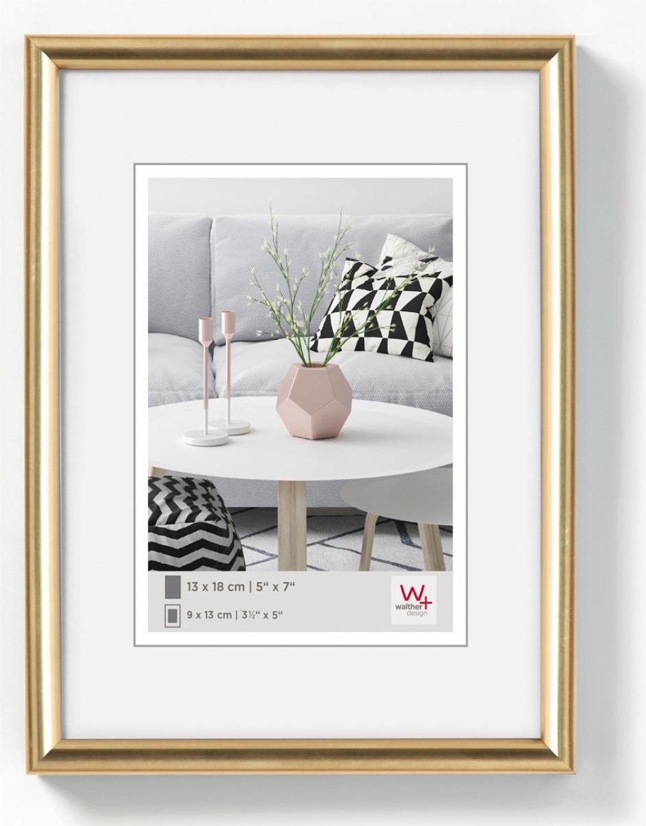 Walther galeria - cornice in plastica - misura foto 9x13 cm - oro metallizzato