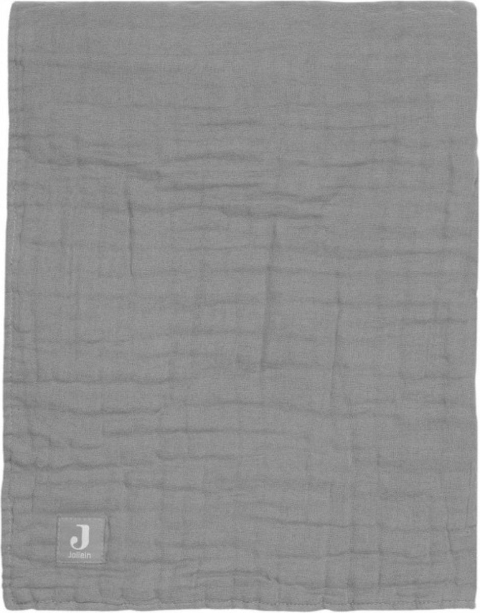 Jollein coperta per culla 75x100 cm in mussola con frange - grigio tempesta