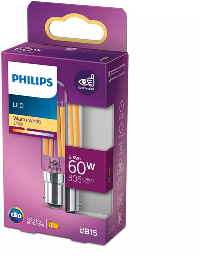 Philips LED Classic 60W T20L B15 WW CL ND lighting
