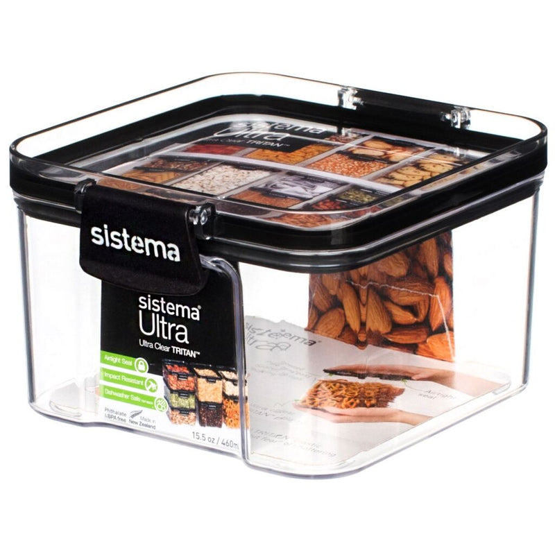 Sistema Sistema Stock Casella Tritan Square 460 ml Nero trasparente