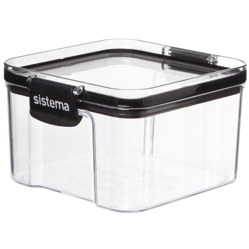 SISTEMA SISTEMA Caja de stock Tritan Square 460 ml Negro transparente