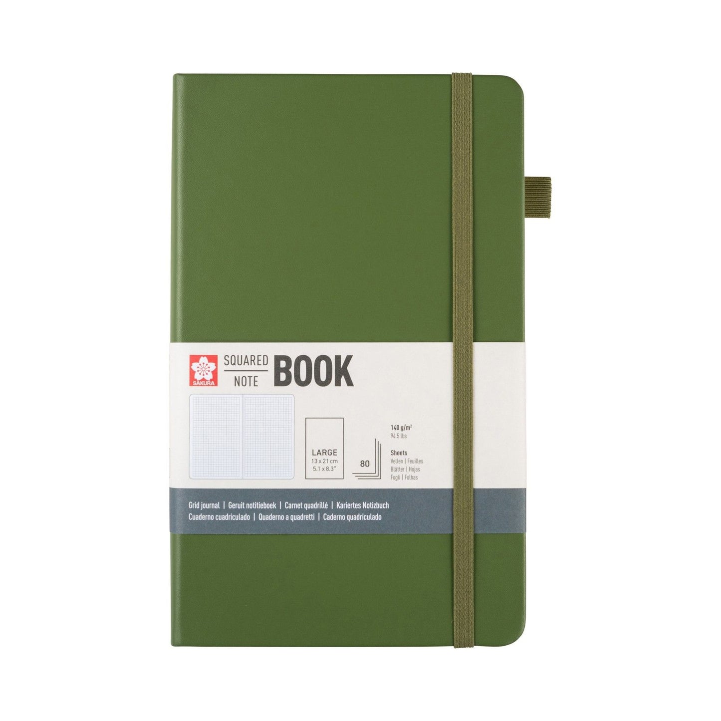Sakura • notebook squared 13x21cm pine needle