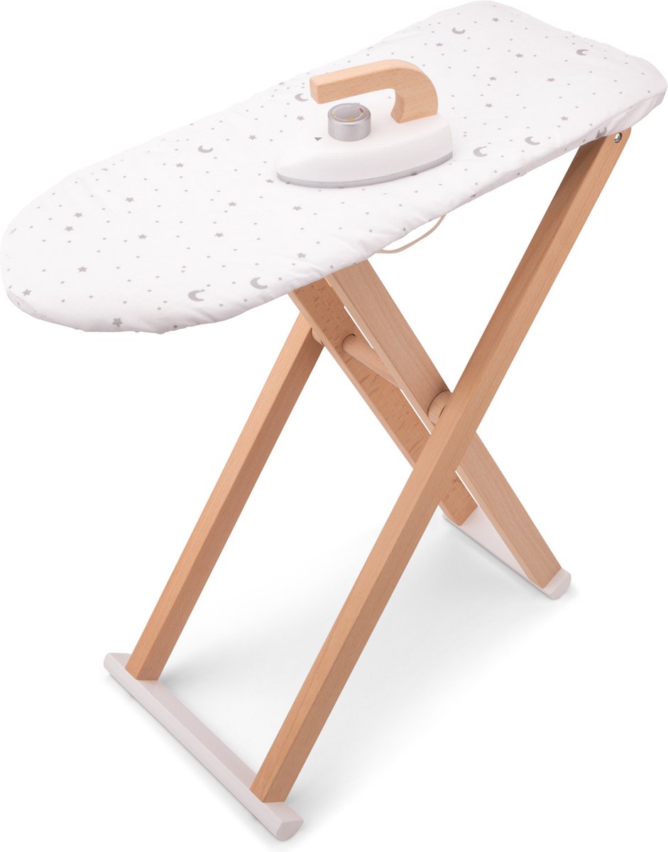 Woet ® asse da stiro giocattolo in legno con ferro - asse da stiro pieghevole per bambini - fsc - gioco di ruolo domestico - da 3 anni