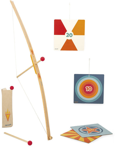Janod - juego de tiro con arco de madera, flechas, carcaj y dianas