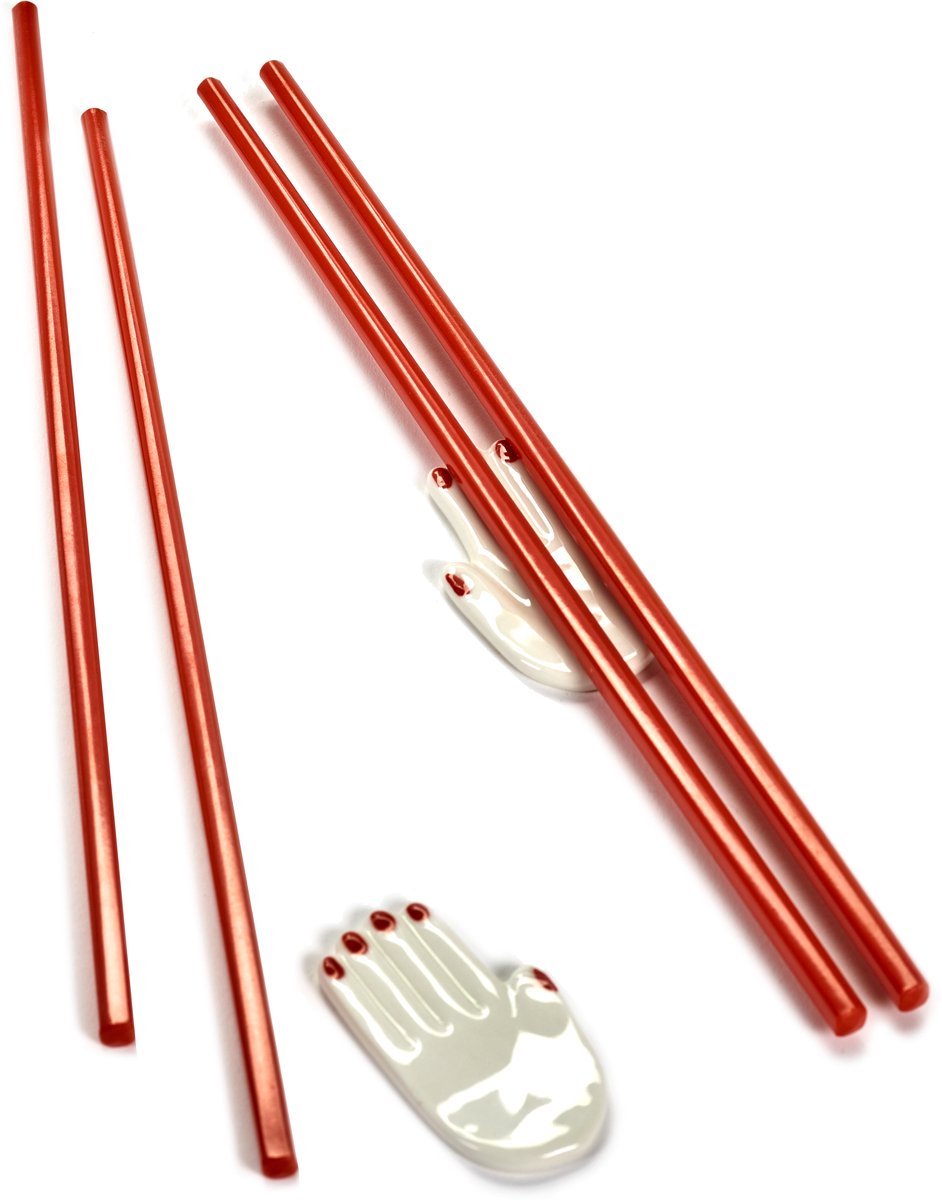 Serax - paola navone tavolo nomade - bacchette + supporto - rosso bianco - 2 pezzi