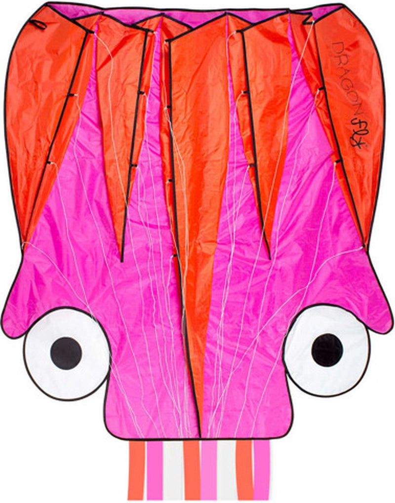 Aquilone dragonfly - polpo - rosa arancione - 124 x 127 cm - da 7 anni