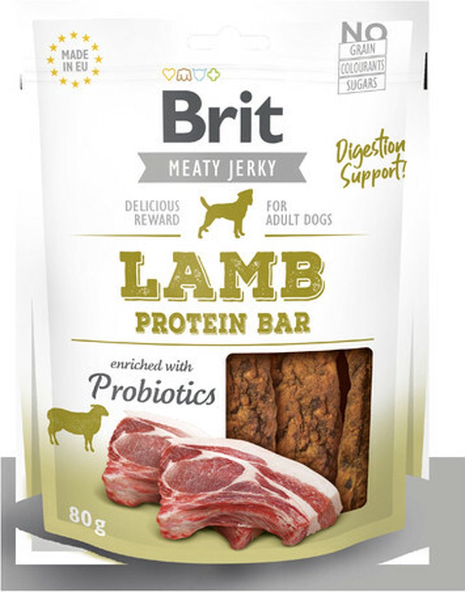 Brit jerky protein bar met lam voor honden 80g