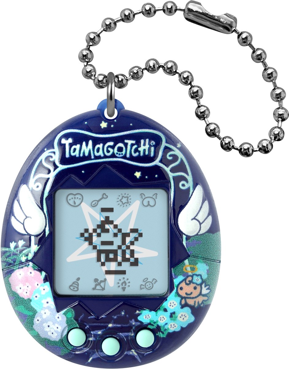 Bandai – Tamagotchi originale – Angel Night Garden – Animale domestico digitale interattivo con schermo LCD in francese, mini giochi