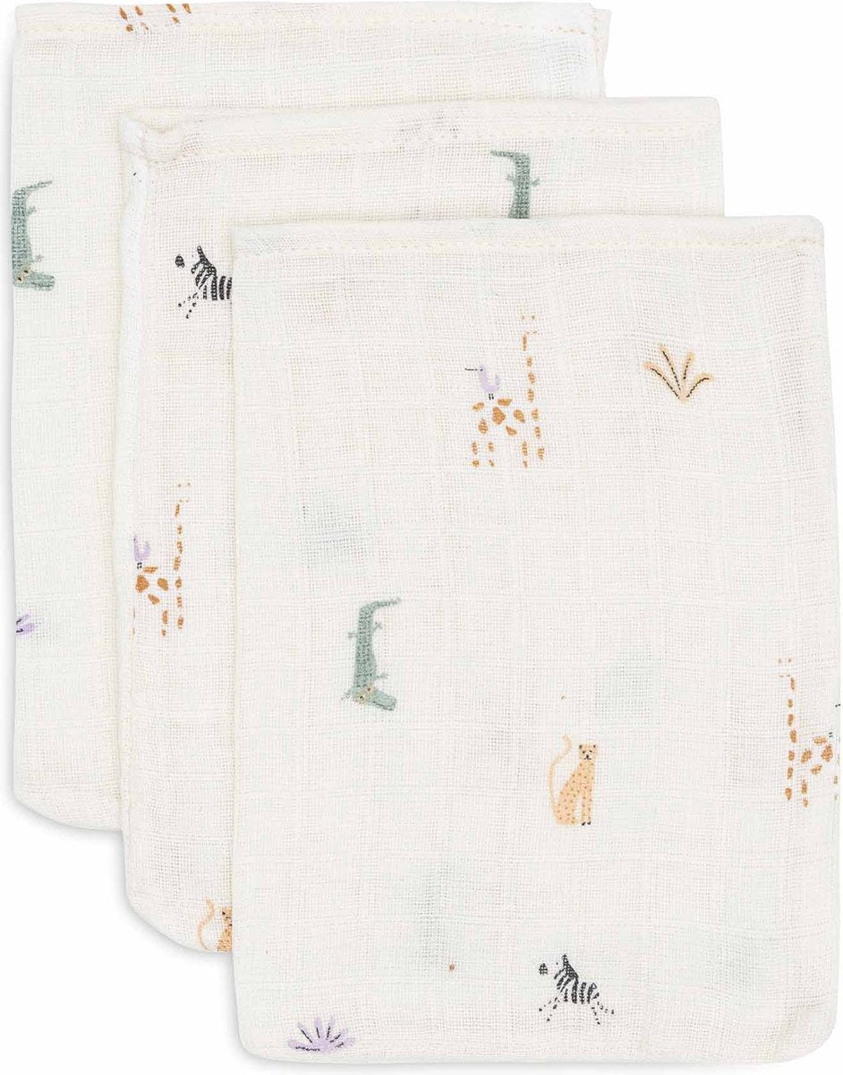 Jollein - salvietta idrofila per bambini - cotone - 3 pezzi - Jungle Jambo - salvietta per bambini, salviette idrofile -15x20 cm