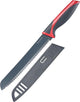 Cuchillo para pan Westmark, con hoja dentada larga, longitud de hoja 20 cm, con protector de hoja, acero inoxidable plástico, rojo antracita, 14552270