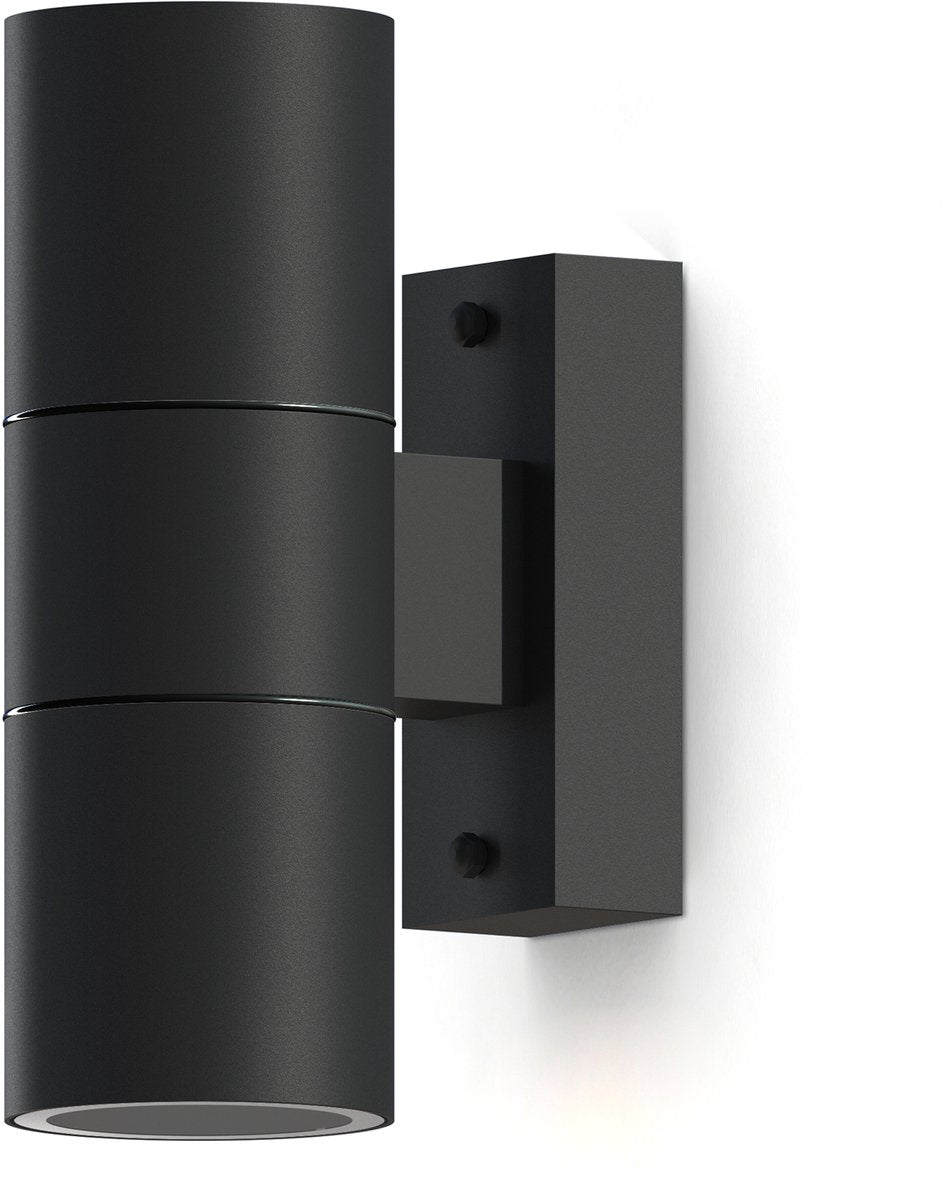 Calex lampada da parete up downlight torino - 2x gu10 - ip54 resistente all'acqua e alla polvere - adatta per interni ed esterni - installazione semplice - cilindro - nero