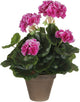 Decoraciones de mica planta artificial - geranio - violeta - en maceta - 34 cm - plantas artificiales - flores artificiales