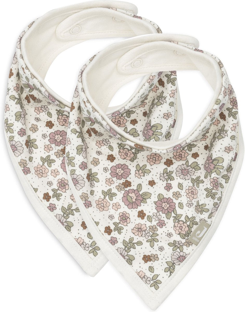 Jollein babero bandana flores retro (pack de 2)