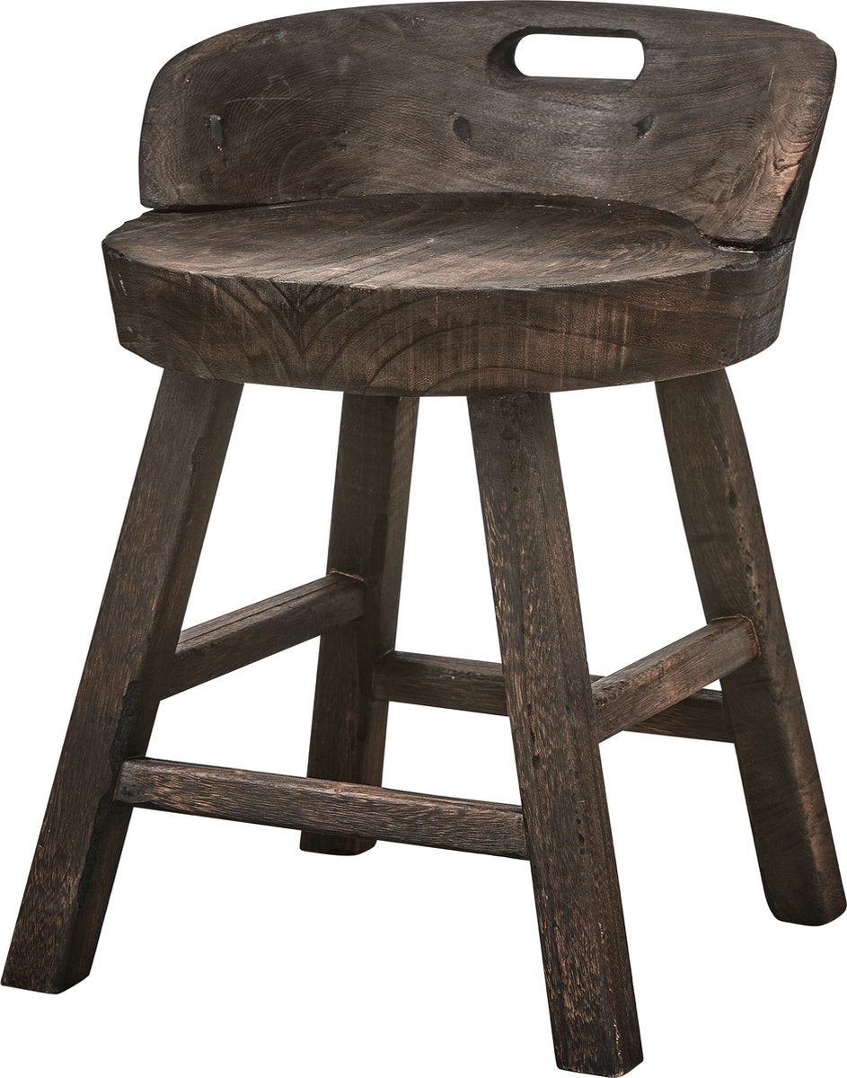 Silla taburete Woood rosalie - madera de paulownia - marrón oscuro - 57x43x43 cm