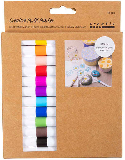 Creativ Company Creative Multi Marker, larghezza tratto 4 mm, vari colori, 12 pezzi 1 scatola