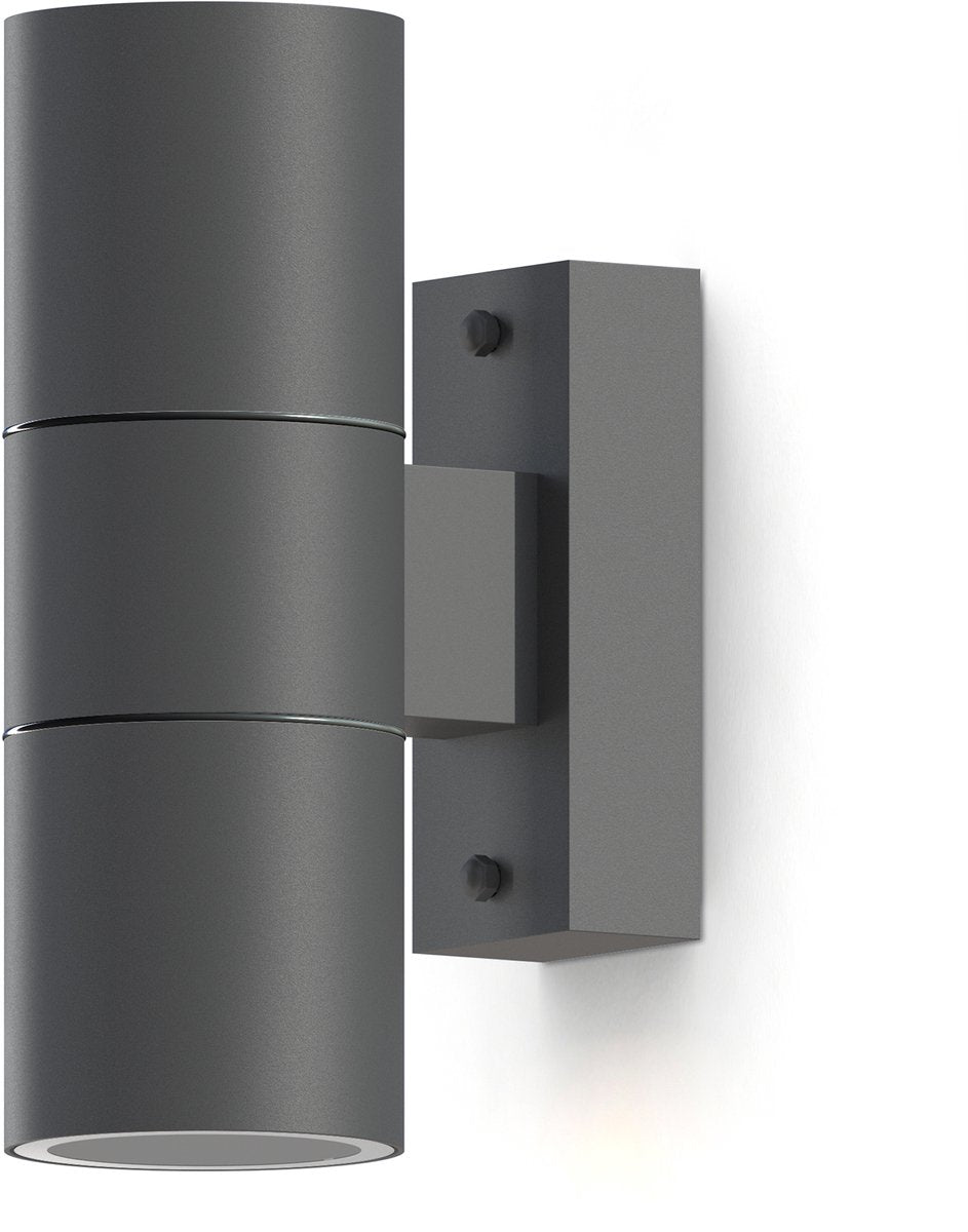 Calex lampada da parete up downlight torino - 2x gu10 - ip54 resistente all'acqua e alla polvere - adatta per interni ed esterni - installazione semplice - cilindro - antracite