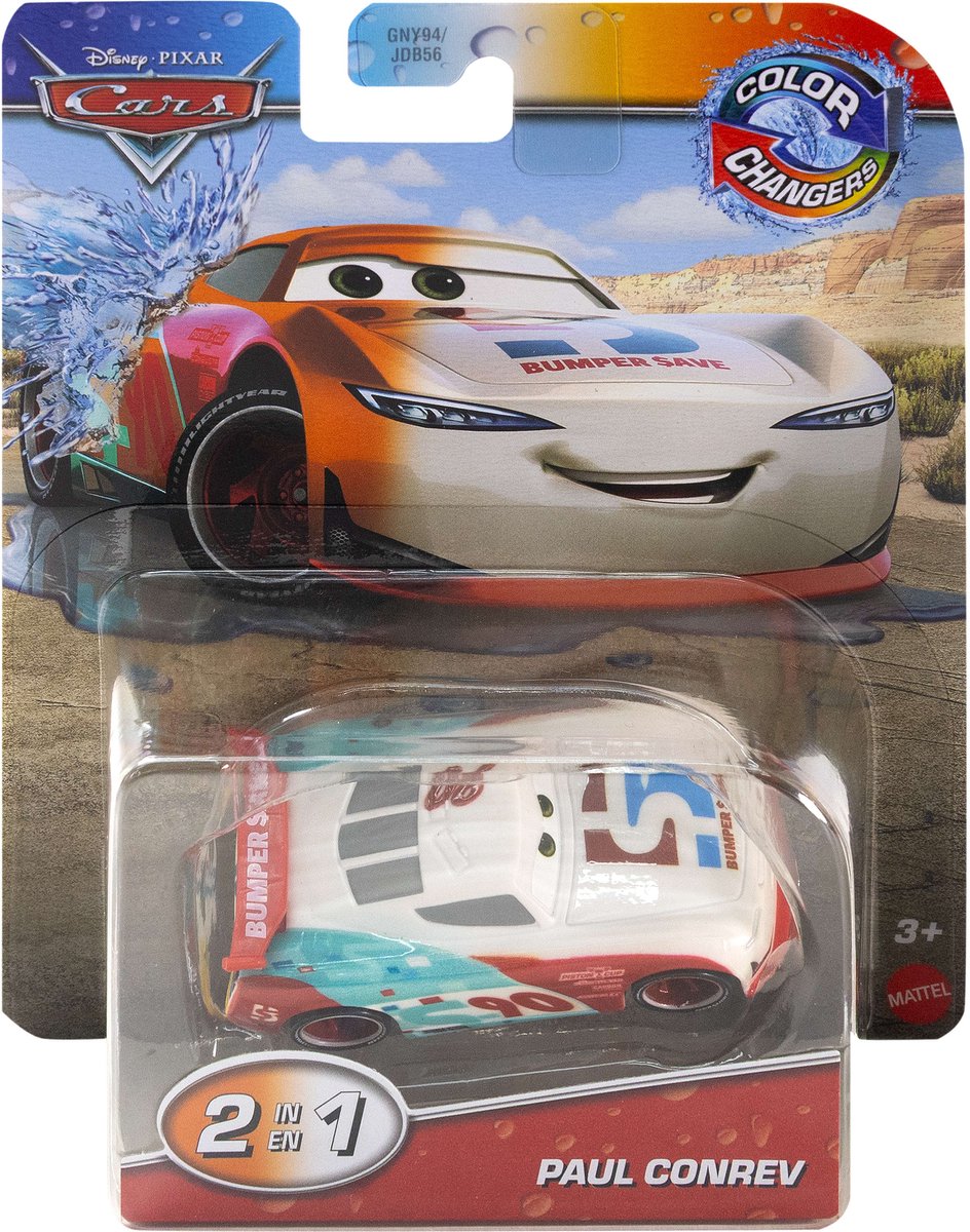 Disney pixar cars cambiadores de color paul conrev, coche, 3 años, metal, multicolor