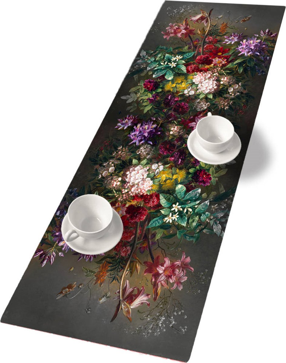 Bertoni - mantel camino de mesa - fieltro - 115x40cm - estampado floral