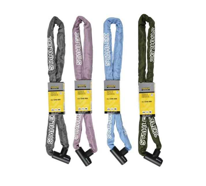 Bloqueo de cadena Stahlex 995 negro con candado, 6x1200 mm