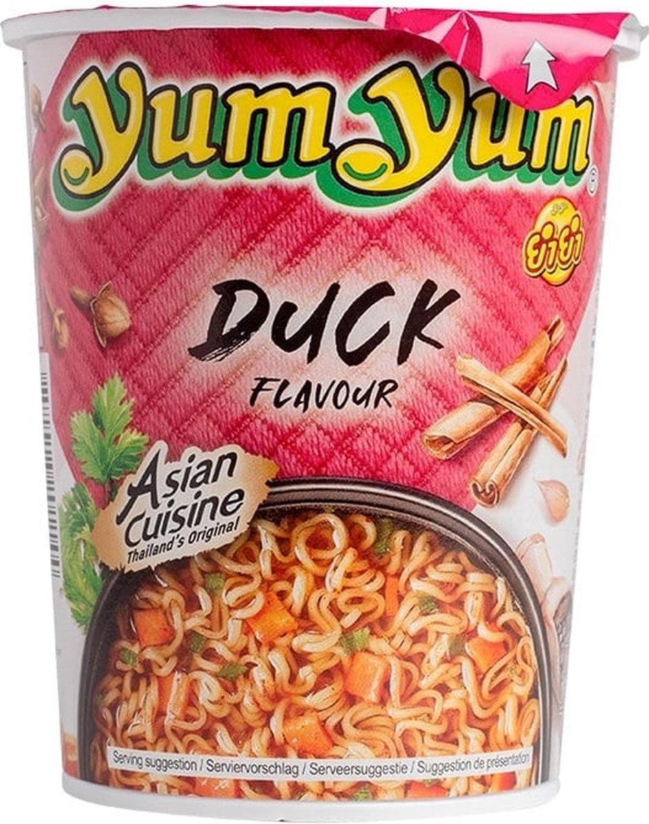Yum yum instant noodles eend cup - 12 x 70gr - voordeelverpakking