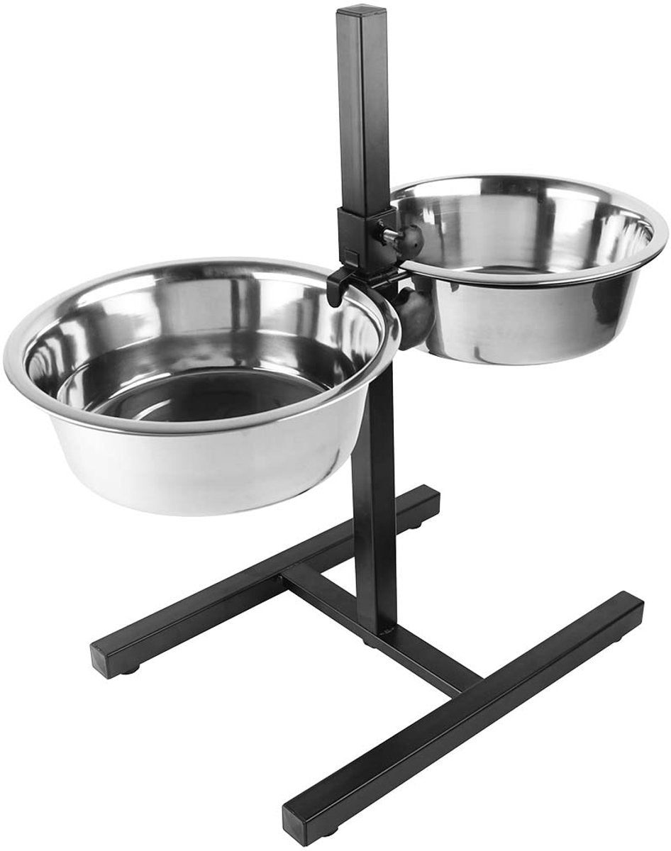 Duvo plus ciotola per cibo per la cena doppia mangiatoia con supporto per cani xxl-4730ml-61x29x52.5cm nero argento
