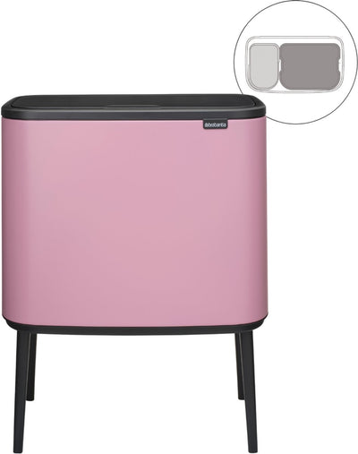 Papelera Brabantia bo touch bin - 11 + 23 litros - separación de residuos - rosa lila