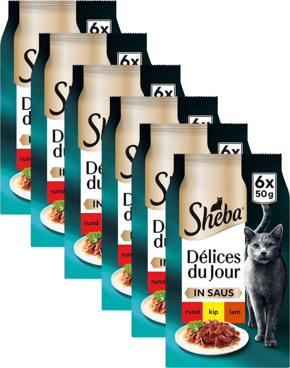 Sheba kattenvoer - délices du jour - traiteur vlees selectie in saus natvoer - 36x50 g