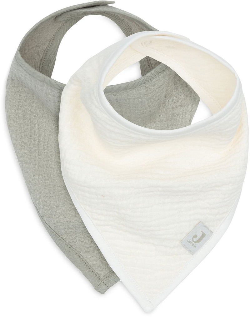 Jollein babero bandana - hidrófilo - baberos - 2 piezas - avena verde oliva